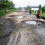 Kondisi jalan ring road Lamongan yang butuh perbaikan. foto: ist