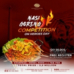 Tampilan kompetisi makan nasi goreng JK yang digelar Surabaya Suites Hotel dalam rangka memperingati hari pahlawan 10 November.