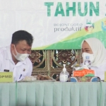 Bupati Anna saat menghadiri acara di Pendopo Desa Ngulanan, Kecamatan Dander, Bojonegoro, Rabu (16/6/21).