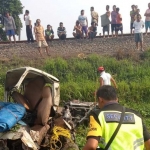 Kondisi mobil pick up usai dihantam KA Sri Tanjung.