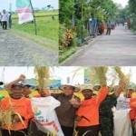 Beberapa hasil pembangunan Bupati Lamongan, Fadeli. Jalan tani (kiri atas), Jalan lingkungan (kanan atas), meningkatnya produksi padi (foto bawah). (Haris/BANGSAONLINE)