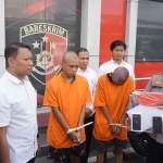 Konferensi pers terkait penangkapan jambret di Mapolres Mojokerto Kota.