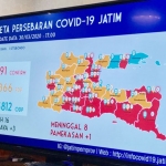 Peta update perkembangan penanganan Covid-19 di Jawa Timur. foto: ist.
