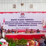 Suasana Rapat Pleno Terbuka Rekapitulasi Hasil Penghitungan Suara Pemilu 2019 tingkat Kabupaten Blitar.