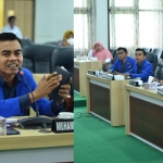 Ketua PC PMII Pamekasan Moh Yasin didampingi pengurus lainnya saat audiensi dengan DPRD terkait kasus dugaan penggelapan dana BUMD.