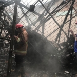 Hampir seluruh bangunan gudang DP3AKB Jember hangus terbakar.