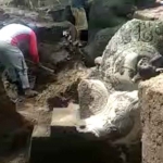 Proses penggalian situs candi di Desa Adan-Adan, Kecamatan Gurah, Kabupaten Kediri. Foto: Ist