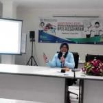 Kepala BPJS Kesehatan Cabang Mojokerto, Susilawati Agustin memberikan paparan layanan mudik BPJS. foto: yudi eko purnomo/ BANGSAONLINE