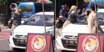 Viral Wanita Berseragam PNS di Ngawi Ngamuk Pecah Kaca Mobil, Seorang Wanita Keluar dari Mobil
