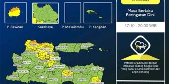 Info BMKG: Beberapa Wilayah di Jawa Timur ini Berpotensi Hujan, Petir dan Angin Kencang