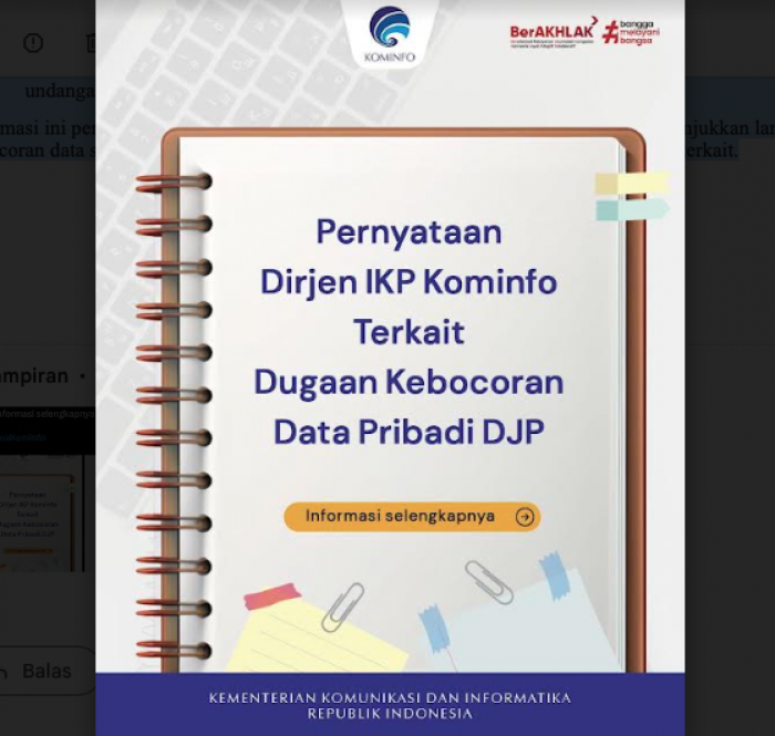 Inilah 4 Poin Langkah Kominfo Sikapi Dugaan Kebocoran Data di DJP