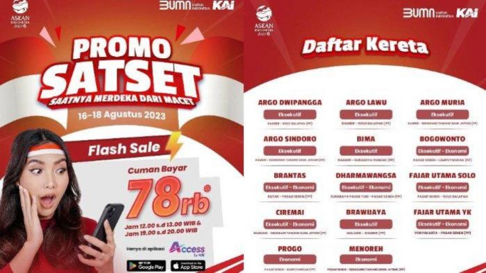 KAI Berikan Promo Kemerdekaan, Berikut Daftar Rute Kerta Api yang Dapat Tarif Reguler dan Flash Sale