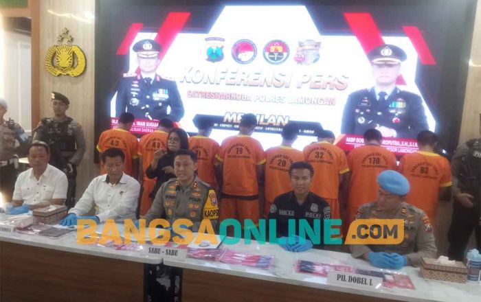 Satresnarkoba Polres Lamongan Ringkus 8 Pengedar Sabu dan Dobel L