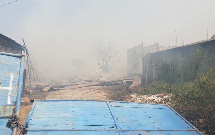 Gudang Kayu di Desa Banjarsari Gresik Ludes Terbakar
