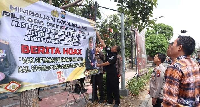 Kampanyekan Pilkada Damai, Polresta Sidoarjo Sebar Imbauan Anti-Hoaks