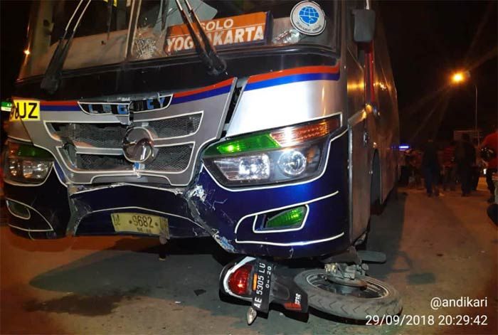 Bus Sugeng Rahayu Tabrak Dua Motor di Jl Soekarno-Hatta Ngawi, Dua Korban Tewas di Tempat