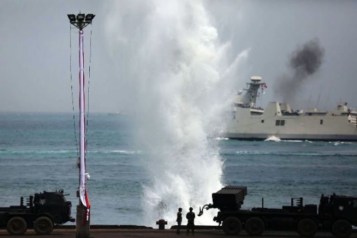 Sambut Puncak Peringatan HUT ke-72 TNI, Unsur-unsur Demo Tempur Laut Gelar Gladi