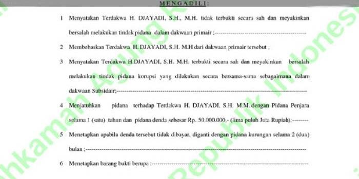 Salinan putusan MA soal Kasus Korupsi Mantan Dirut PDAM Sidoarjo. foto: mahkamahagung.go.id