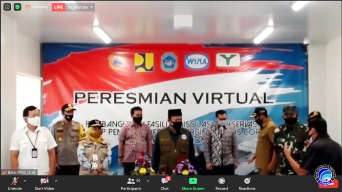 Peresmian virtual Gedung Isolasi Covid-19 RSUD dr Soegiri di Jalan Kusuma Bangsa, Kabupaten Lamongan, Kamis (18/6) siang.
