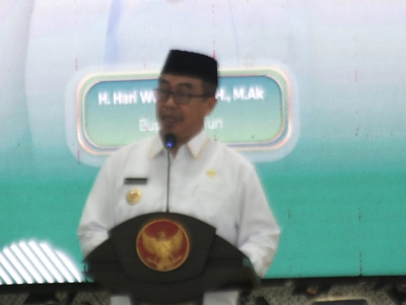 Bupati Madiun, Hari Wuryanto saat memberi sambutan di acara sosialisasi