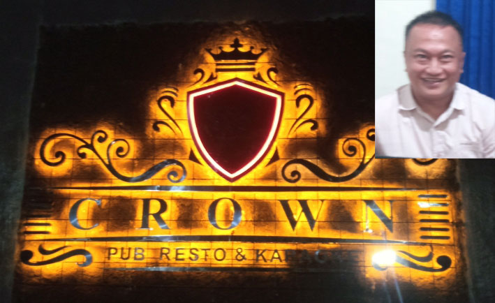 Crown Pub, Resto & Karaoke. Inset, Yunan Helmi Nasution.