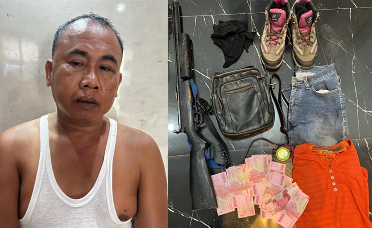 Pelaku beserta barang bukti saat diamankan di Polres Pasuruan.