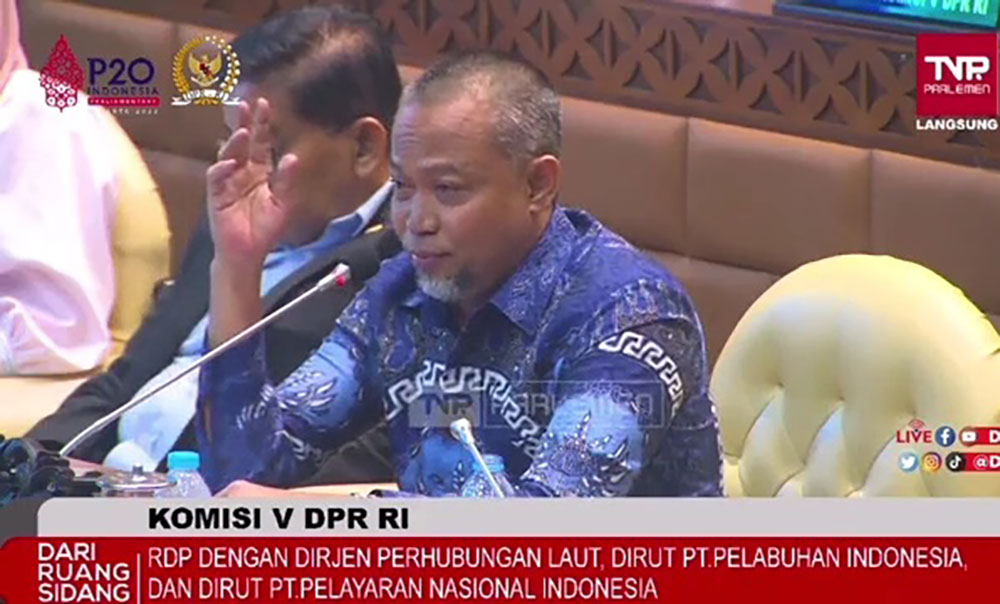 Syafiuddin saat RDP dengan Dirjen Perhubungan Laut Kementerian Perhubungan yang dihadiri oleh Dirut PT. Pelabuhan Indonesia (Persero) dan Dirut PT. Pelayaran Nasional Indonesia (Pelni).