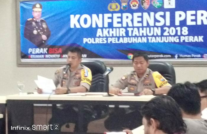 Kapolres Pelabuhan Tanjung Perak AKBP Antonius Agus Rahmanto menyampaikan paparan.