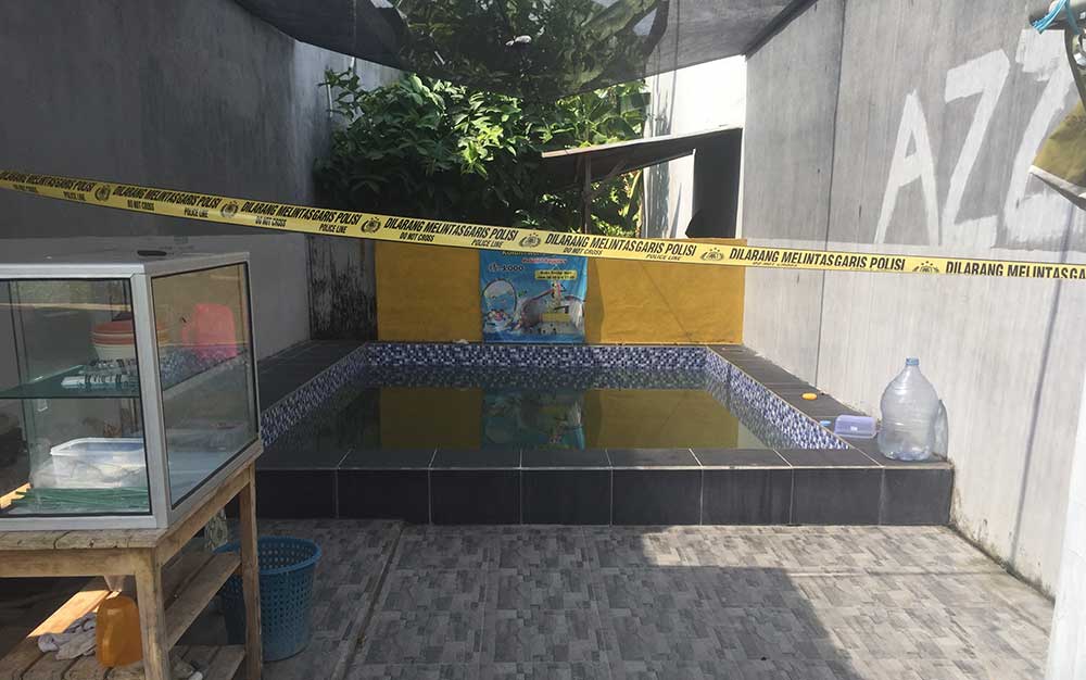 Kolam renang milik Darno di Jl. Kalilom Lor gg. Melati II No. 47 yang diduga tak dilengkapi izin.