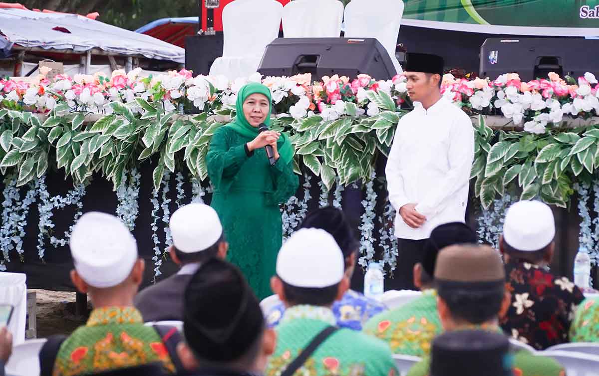 Calon Gubernur Jawa Timur, Khofifah Indar Parawansa, saat memberi sambutan.