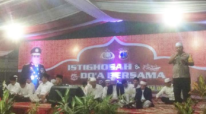 Kapolres Bangkalan AKBP Boby Paluddin Tambunan saat memberikan sambutan.