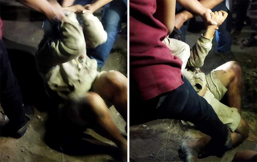 Dilan Choirudin, warga Kota Malang, terpaksa diamankan warga karena aksinya melempari pengendara menggunakan batu.