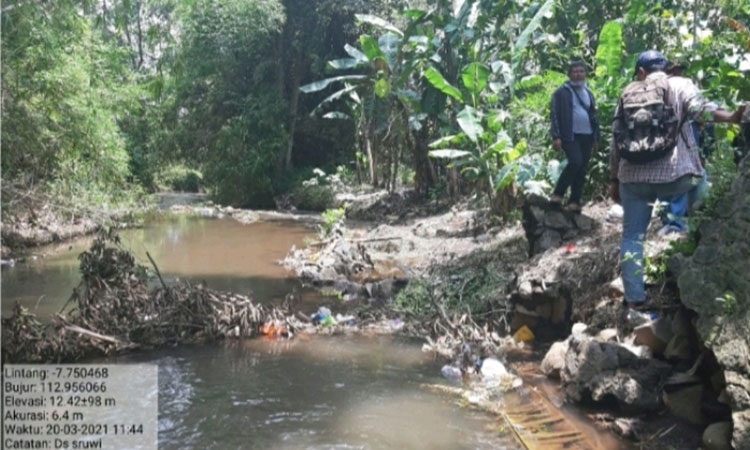 Lokasi sungai di wilayah Winongan yang akan dibangun bronjong . (foto: ist)