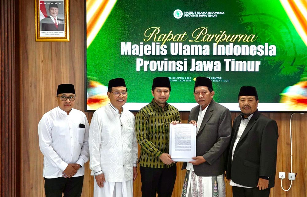 Rapat Paripurna MUI Jatim Tetapkan Prof. Abdul Halim Soebahar sebagai Ketua Umum MUI Jatim menggantikan KH. Moh. Hasan Mutawakkil Alallah. Foto: Ist.