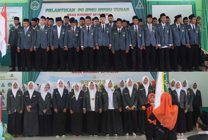 Para pengurus IPNU dan IPPNU Tuban saat dilantik.