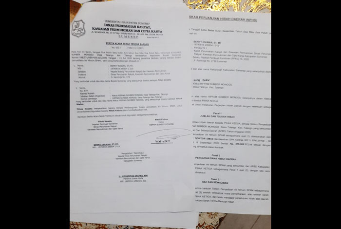 Lembar Naskah Perjanjian Hibah Tanah (NPHT).