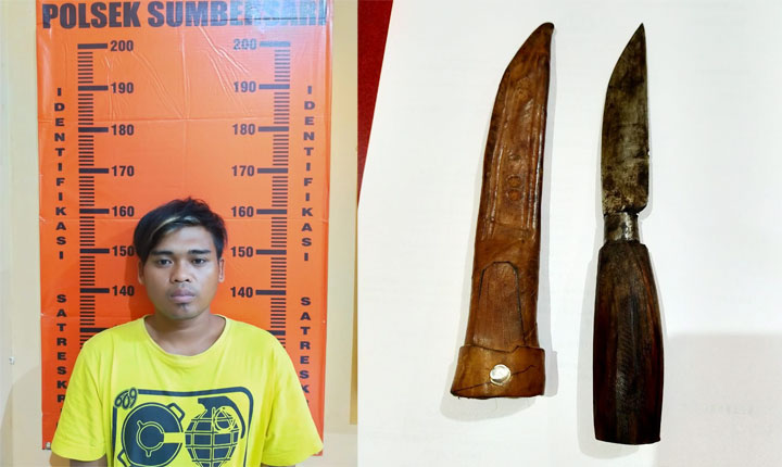 Tersangka beserta barang bukti diamankan di Mapolsek Sumbersari.