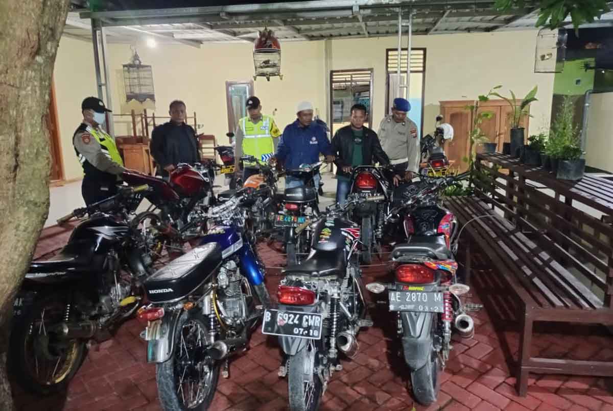 Kendaraan yang diamankan Anggota Polsek Pangkur karena memakai knalpot brong.