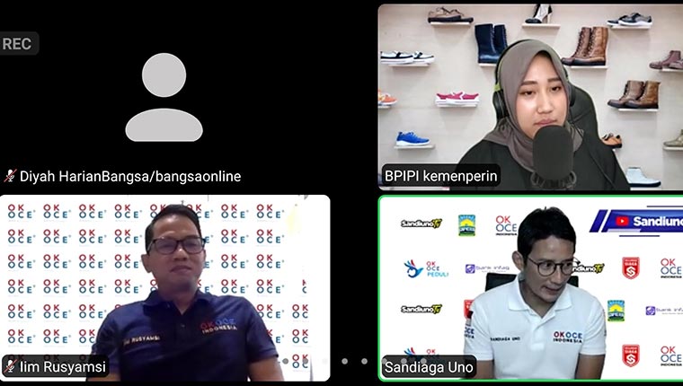 Para pembicara - termasuk Sandiaga Uno - saat virtual Makers Talk, Sabtu (14/11). foto: Diyah Khoirun Nisa
