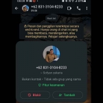 Tangkapan layar nomor handphone penipuan yang mengatasnamakan Dispendukcapil Surabaya, yang akan memverifikasi IKD warga. Foto: bangsaonline.com