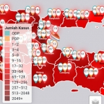 Peta sebaran Covid-19 di Jawa Timur.