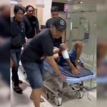 Petugas saat mengamankan pelaku dengan kondisi betis kanan diperban setelah dihadiahi timah panas karena berusaha melawan saat ditangkap. Foto: Ist.