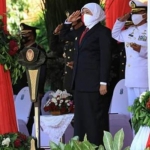 Gubernur Jawa Timur Khofifah Indar Parawansa saat HUT ke-75 Pemrov Jawa Timur, Senin (12/10/2020). foto: ist/ bangsaonline.com