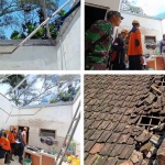 Kolase foto evakuasi rumah terdampak angin kencang di Kota Batu.