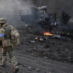 Salah satu sudut pemandangan di Ukraina. Militer Ukraina mengklaim mereka menahan sekitar 200 tentara Rusia. (AFP/SERGEI SUPINSKY)/CNNIndonesia.com