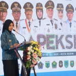 Wali Kota Kediri, Vinanda Prameswati ketika memberi sambutan dalam acara Muskomwil IV Apeksi. (Ist). 