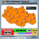 Peta sebaran kasus Covid-19 di Kabupaten Tuban per Rabu, 6 Januari 2021.