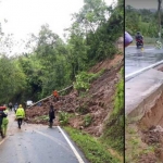 Sejumlah titik jalan yang rusak akibat bencana alam.