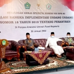 Kepala Kanwil Kemenag Jatim, Husnul Maram, ketika memberi sambutan di Pondok Pesantren Amanatul Ummah Pacet Mojokerto.