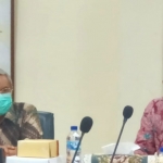 H. Musawwir (kanan), Ketua Koordinator Kaukus Parlemen Madura dan Agus Wahyudi (kiri), Plt. Deputi Bidan Perencanaan BPWS saat audiensi di Gedung BPWS Surabaya, Kamis (16/7/2020). (foto: ist).